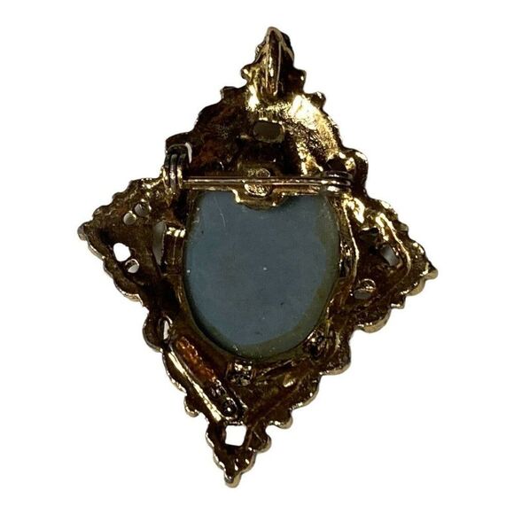 Vintage Gerry’s Creations Victorian Style Blue Gray Ornate Cameo Brooch Pendant - Picture 2 of 4